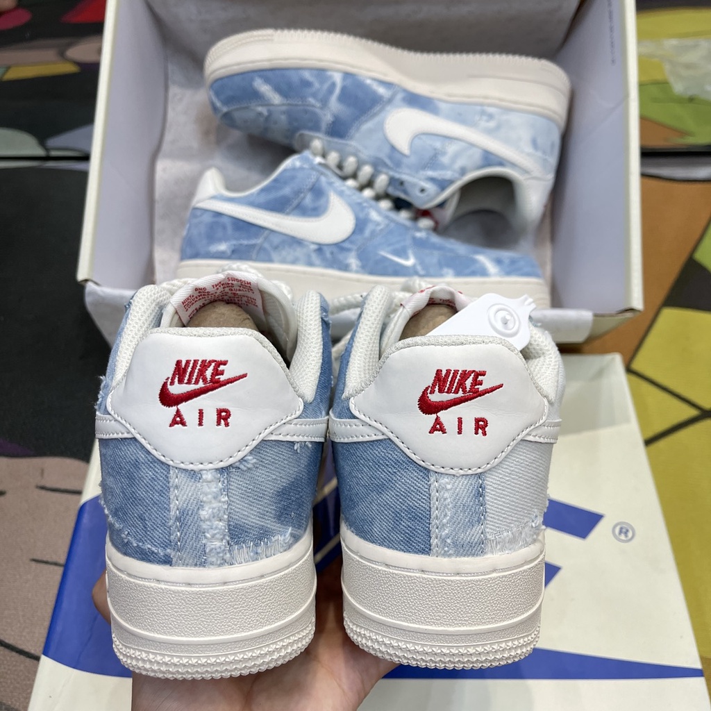 Giày thể thao  AF1 Denim blue tye die_Giày Air Force jean vải bò xanh loang hot trend