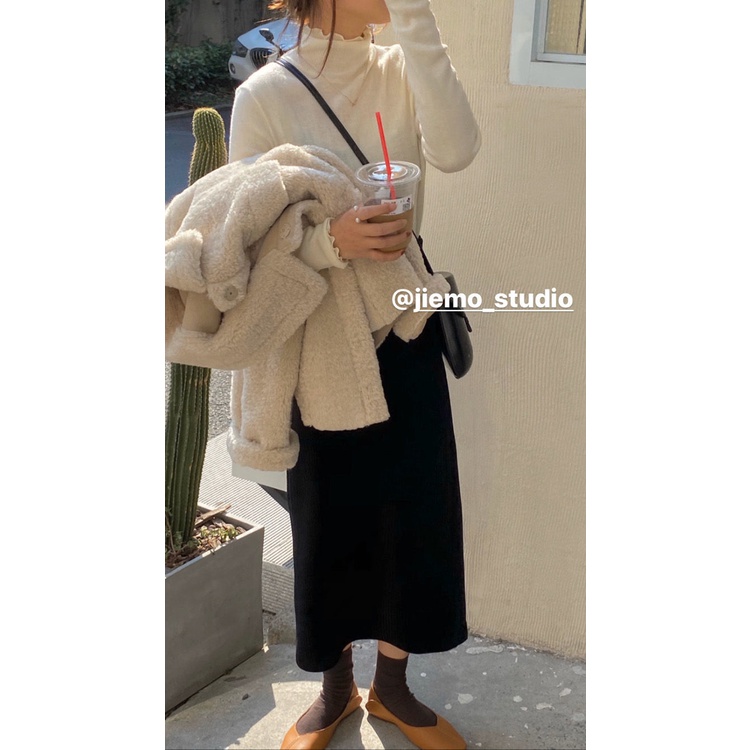 Áo sweater cổ cao dáng ôm phong cách phương Tây Hàn Quốc