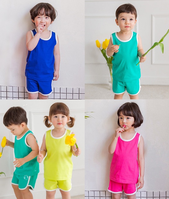 [100% Cotton xịn] BỘ TRẺ EM CAO CẤP HÃNG CORDII HÀN QUỐC, MẪU SÁT NÁCH PHONG CÁCH THỂ THAO, CHẤT VẢI THUN COTTON ỎGANIC