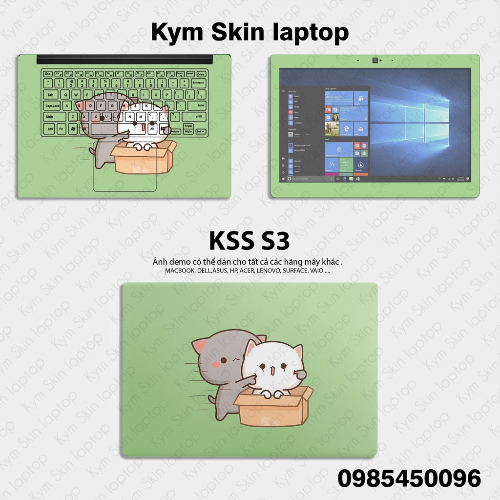 Miếng Dán Laptop Mẫu Gấu Cặp Dễ Thương - Dán Cho Tất Cả Các Dòng Máy