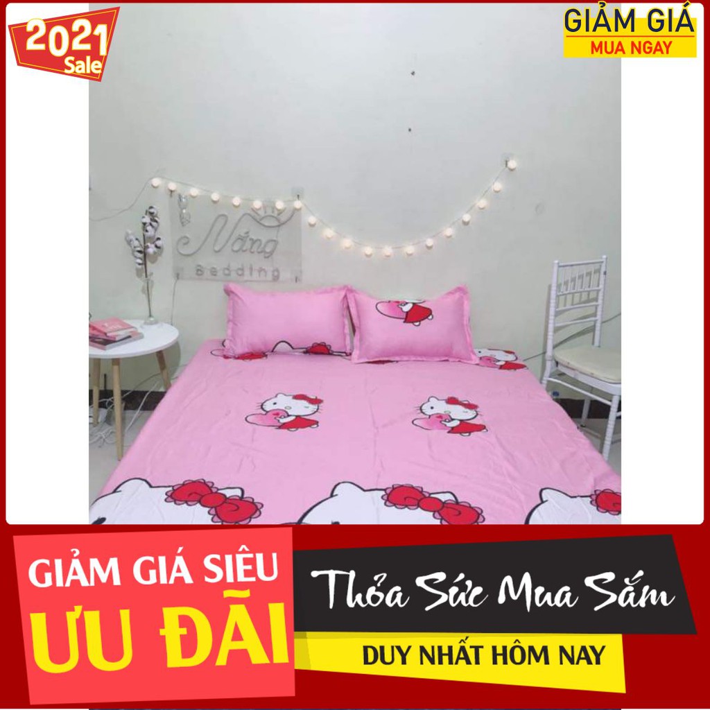 [Ga gối]Bộ Ga Gối Cotton Poly 3 món,chát chọn mẫu,hello kitty ôm tim