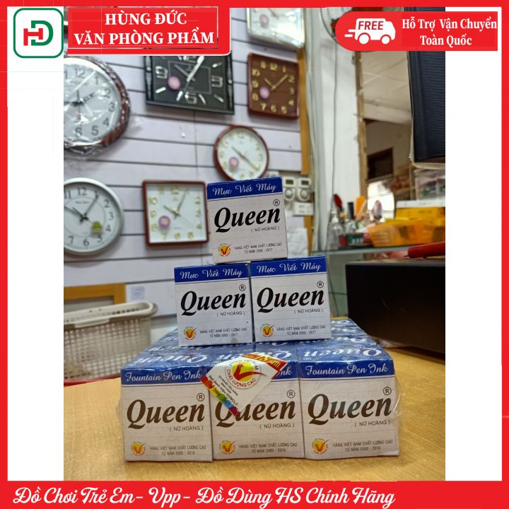 Mực viết bút máy Queen 3 màu cho các con lựa chọn, mực chảy đều mực, màu tươi, bóng,chuẩn theo màu tiêu chuẩn
