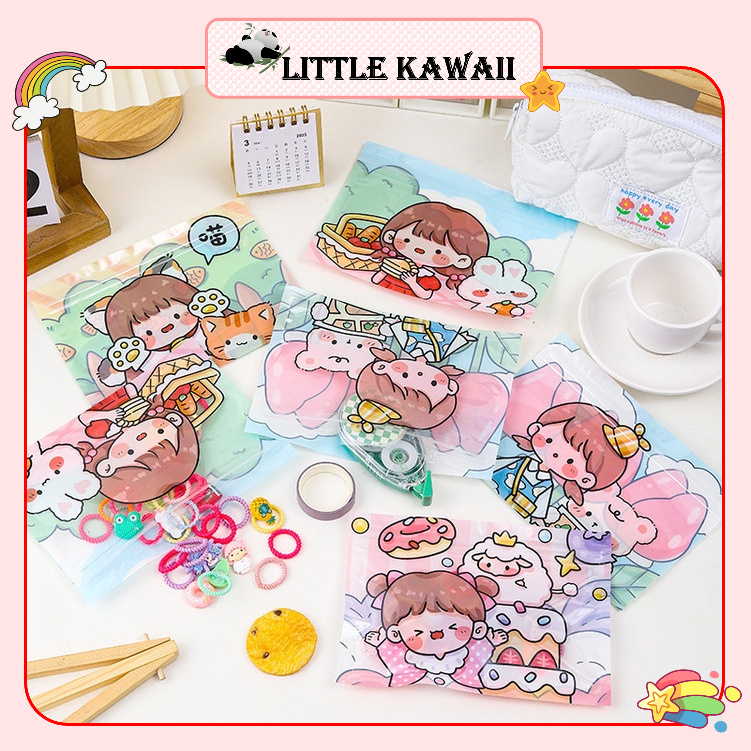 Túi zip ngang đựng quà, bánh kẹo, đồ nhỏ mini, sticker, kẹp tóc hoạt hình bé gái dễ thương