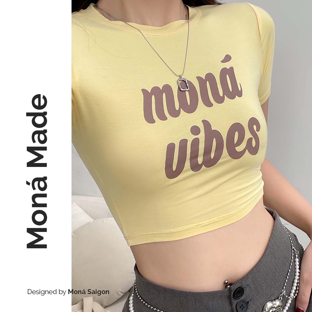 MONÁ - Áo croptop thun cotton 4 chiều co giãn - VIBE CROPTOP VÀNG
