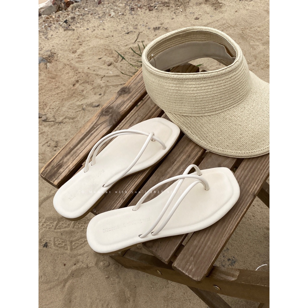DÉP XỎ NGÓN NỮ QUAI CHÉO PHỐI MÀU TRẮNG ĐEN TRINH LÊ SHOP GIÀY DÉP TL08