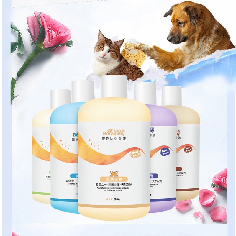 Sữa tắm cho chó mèo BORAMMY dưỡng lông, khử mùi,hương hoa hồng hoa nhài  500ml -YEUPET