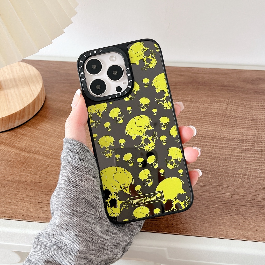 Ốp Điện Thoại Chống Sốc Tráng Gương Hình Đầu Lâu Cá Tính Cho Iphone