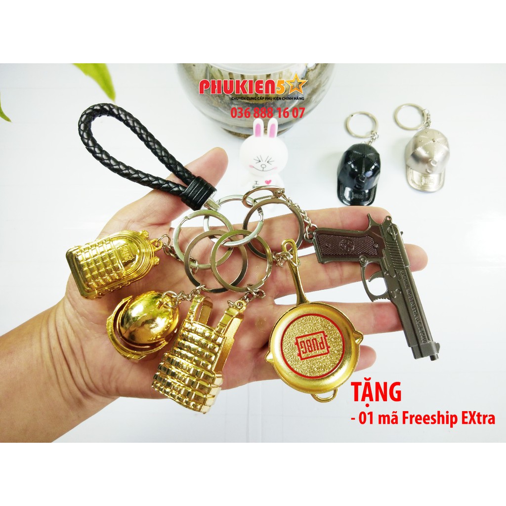 Combo 6 món Móc khóa PUBG GOLD cực chất - Chất liệu kim loại - sơn tĩnh điện cực bền(P6)