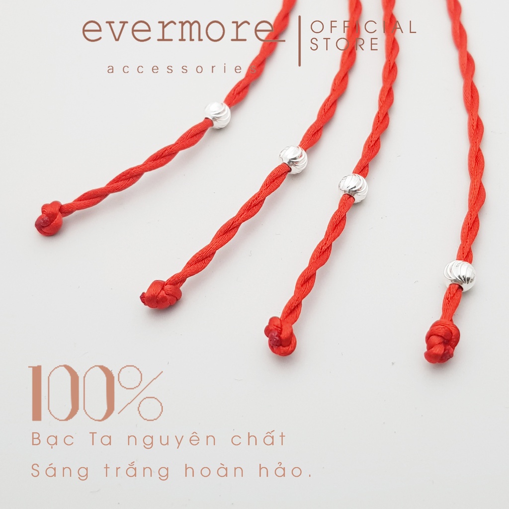 Vòng tay bạc EVERMORE, lắc tay chỉ đỏ bi bạc thanh lịch, minimalism - L025