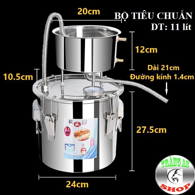 Nồi Chưng Cất Đa Năng Inox Mini, Bộ Đầy Đủ Dung Tích 11L (Kèm Máy Bơm Mini), Chưng Cất Tinh Dầu, Nấu Rượu