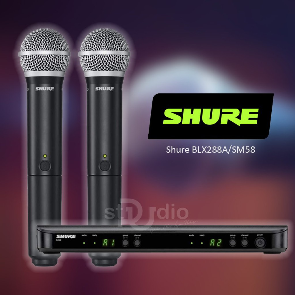 Bộ thu và phát kèm micro không dây Shure  BLX288A/SM58 - Micro không dây cầm tay (2mic)