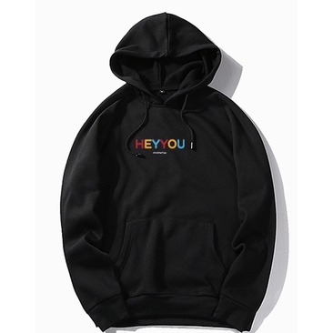 Áo Hoodie unisex form rộng trơn dài tay HEYYOU chất thun nỉ dày mềm mịn - BW