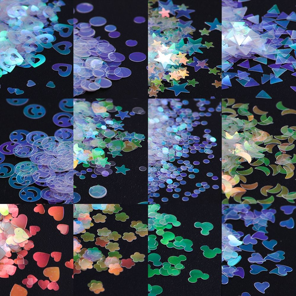 1 Hộp kim tuyến nhiều hình dáng trang trí móng tay