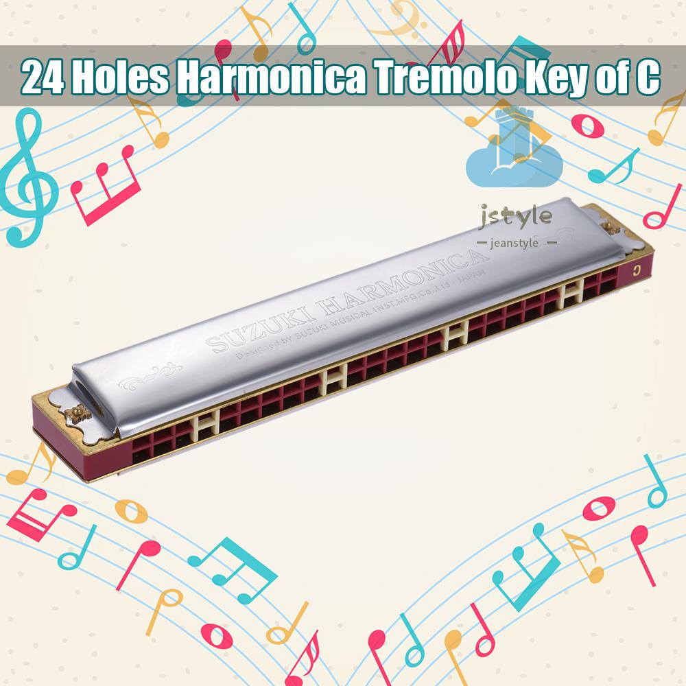 SUZUKI Kèn Harmonica Tremolo 24 24 Lỗ Cho Người Mới Tập Chơi