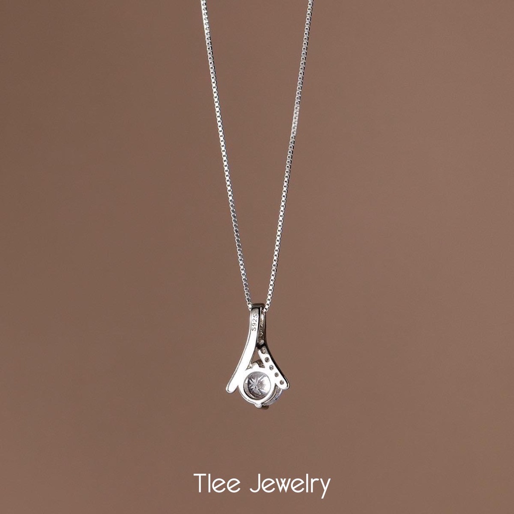 Dây chuyền bạc nữ TLEE dáng giọt nước đính đá Alluring Beautiful TleeJewelry D0210