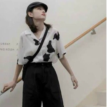 Áo sơ mi phôm rộng tay lỡ bò sữa phối túi alohashop91