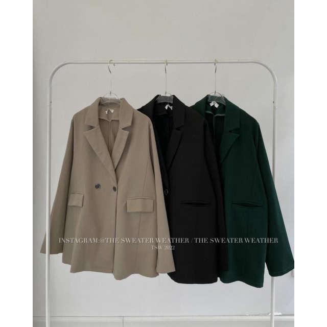 AK6082 Áo khoác blazer trơn 2 cúc dáng rộng Hàn Quốc