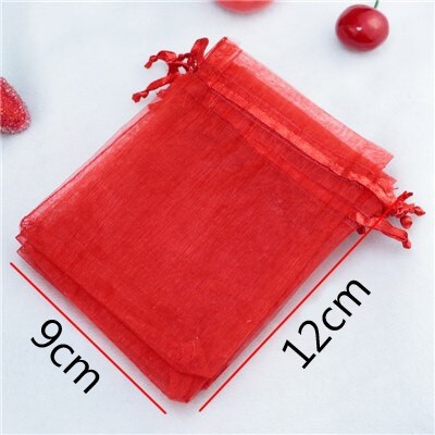 Set 50 túi thơm có dây rút ruy băng màu đỏ size nhỏ 9x12cm - namimi