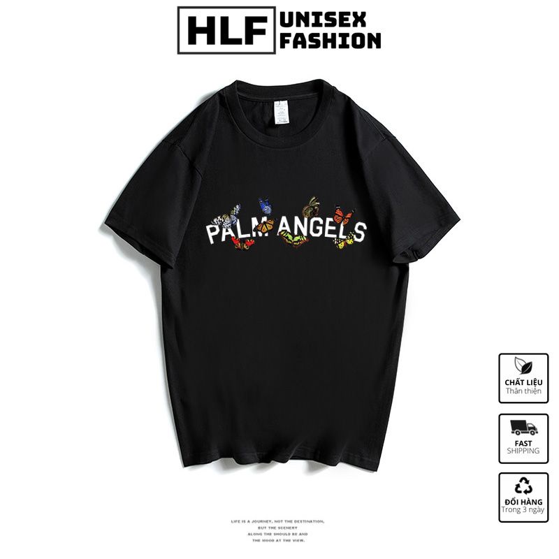 Áo thun tay lỡ form rộng Unisex bướm Palm Angels, áo phông form rộng tay lỡ HLFashion