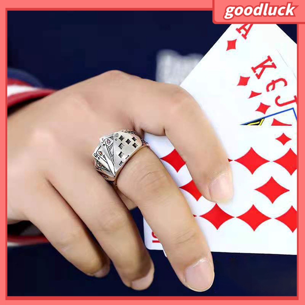 Nhẫn hở nam nữ có thể điều chỉnh thiết kế bài poker thời trang cổ điển