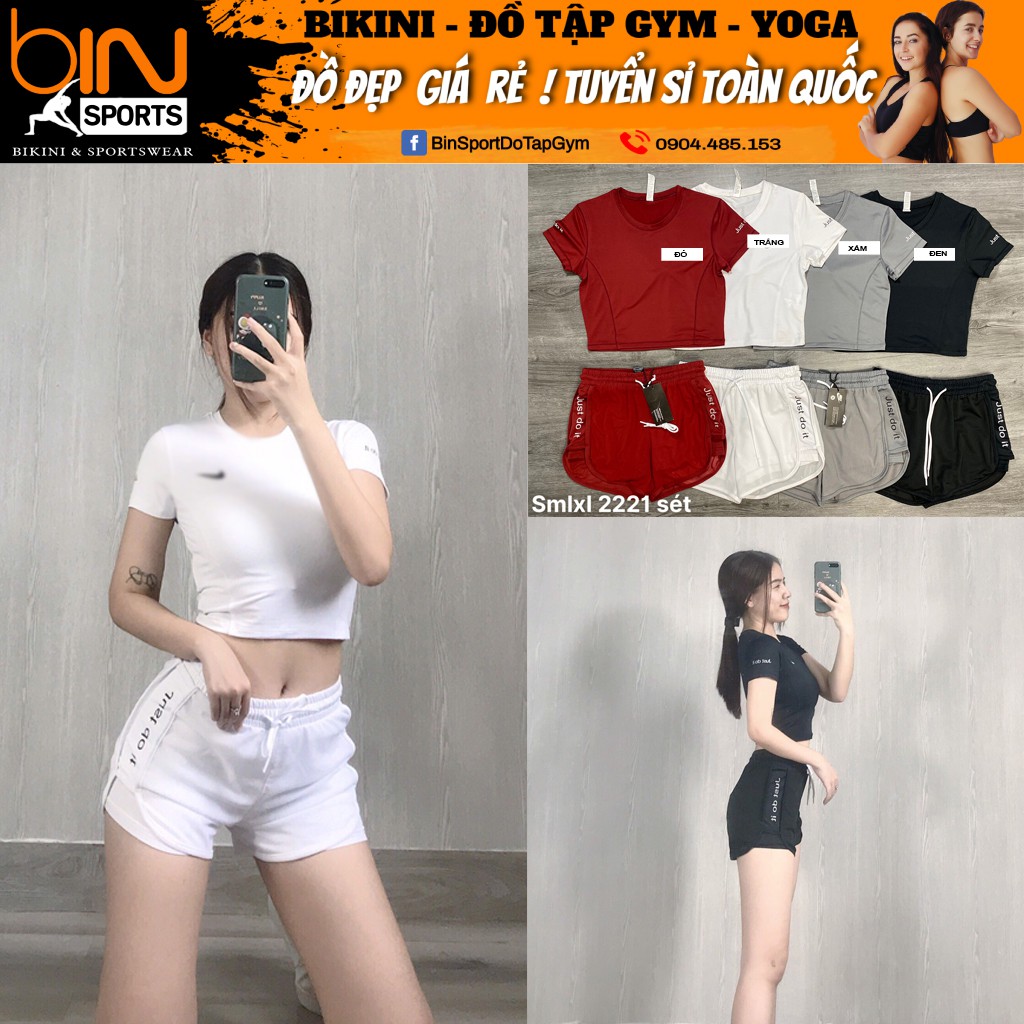 Set Bộ Aó croptop, Quần Đùi 2 Lớp Nữ Tập Yoga, Gym, Aerobic Thể Thao Bin Sports BN018