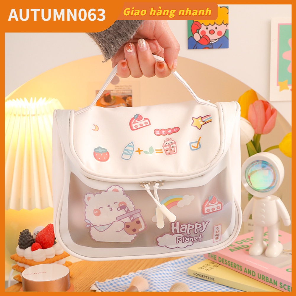 Túi trang điểm trong suốt Dung lượng lớn Đơn giản Có thể mang đi Đi du lịch với Handheld