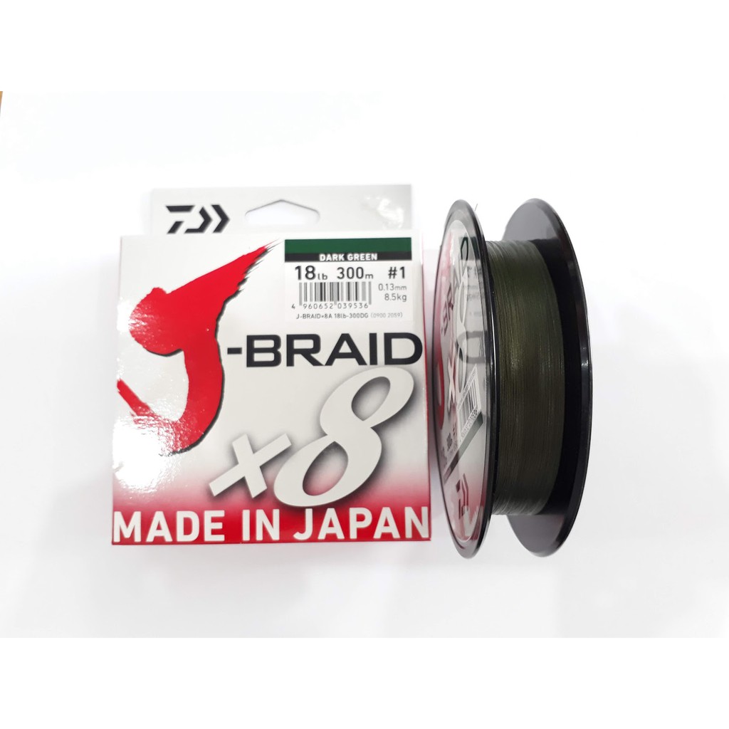 Dây Dù Câu Cá PE Daiwa Nhật J-Braid X8A 300 mét - DG - Màu xanh rêu