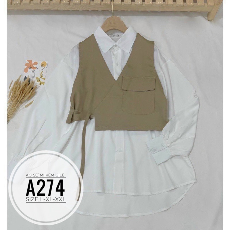 BIGSIZE Áo sơ mi kèm gile A274 | BigBuy360 - bigbuy360.vn