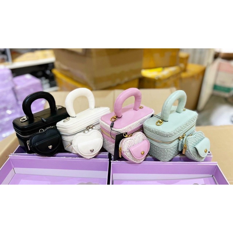 Sét 3 Túi pê rô cốp dạ kèm ví nhỏ trái tim siêu hót 2020 chuẩn xuất xịn 0137#