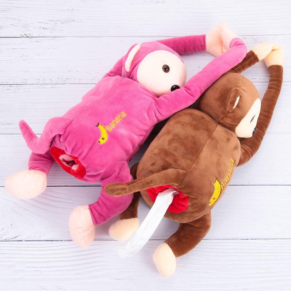 Hộp Đựng Khăn Giấy Hình Khỉ Hoạt Hình Gắn Sau Ghế Xe Hơi