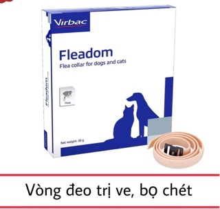 Vòng cổ chống rận ngăn ngừa và diệt ve rận bọ chét cho chó mèo fleadom virbac