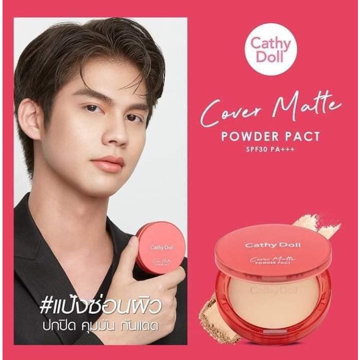 Phấn Phủ dạng nén lâu trôi kiềm dầu Cathy Doll Cover Matte Powder Pact SPF30 PA+++ 4.5g. #02 Light Beige