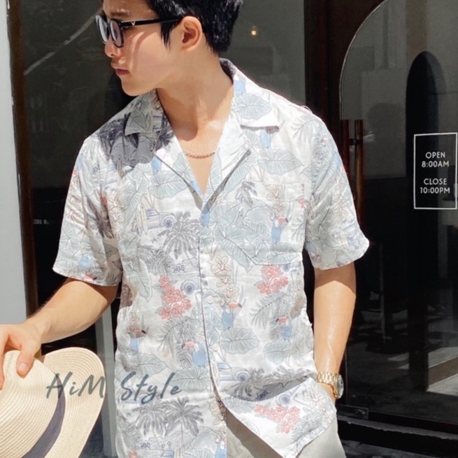 Áo Sơ Mi Nam Tay Ngắn Linen Tưng In Hoạ Tiết Mùa Hè