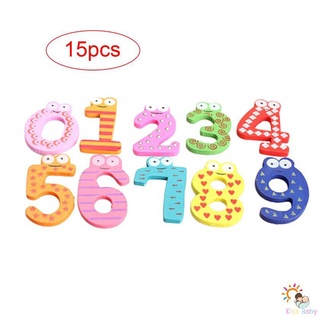 Set 15 Miếng Dán Chữ Cái Và Số Bằng Gỗ Họa Tiết Hoạt Hình Dễ Thương Trang Trí Tủ Lạnh