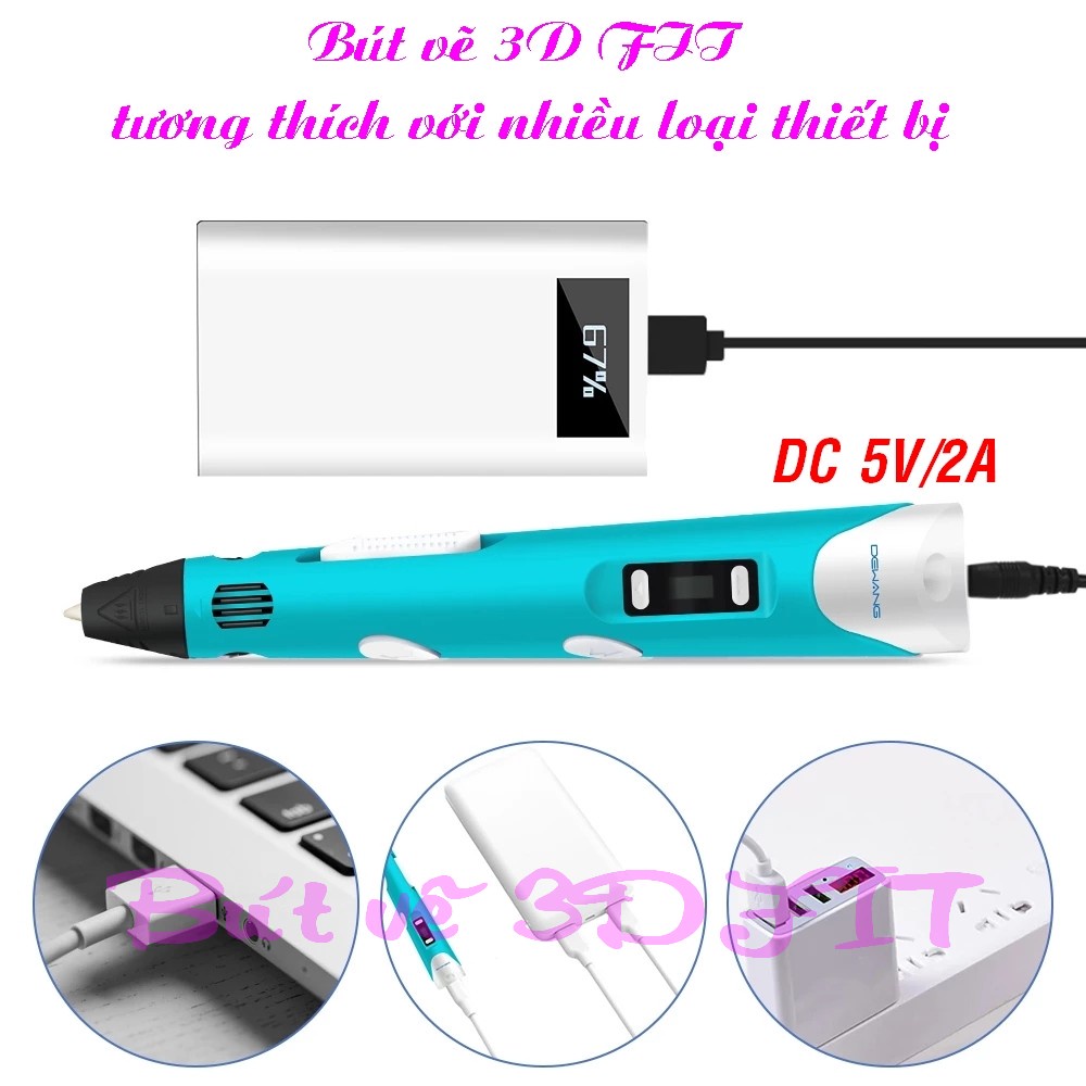 Bút 3D kèm sợi mực V3 tự do sáng tạo, giáo dục STEAM