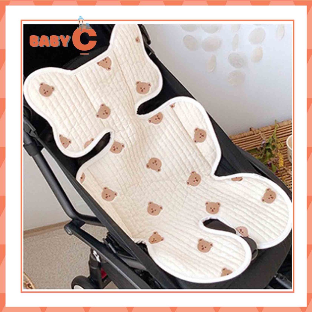 Thảm lót xe Cotton thoáng khí 3D phong cách Hàn Quốc họa tiết hình gấu đang yêu cho bé-BaByC