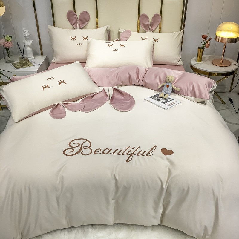 New summer ice silk sheet quilt cover cartoon washed silk four piece set lovely children's three piece set bedding | BigBuy360 - bigbuy360.vn