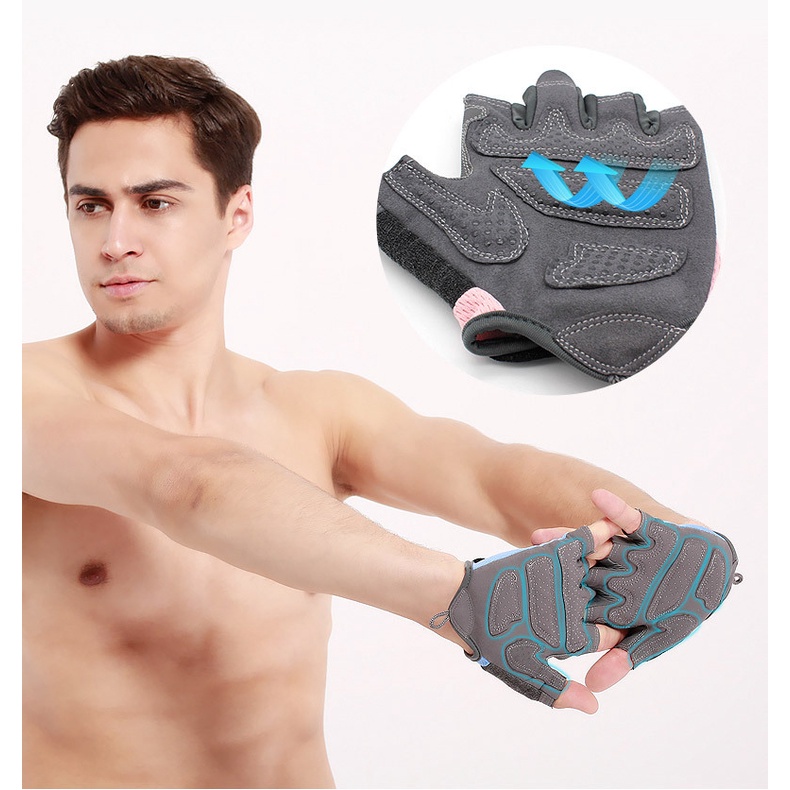 Găng tay tập gym nam nữ Aolikes, Găng tay thể thao hở ngón cao cấp