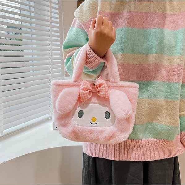 Túi xách tay vải bông dây kéo họa tiết hoạt hình dễ thương, Túi vải bông LinaBell/Stella Lou đáng yêu _ TingTing