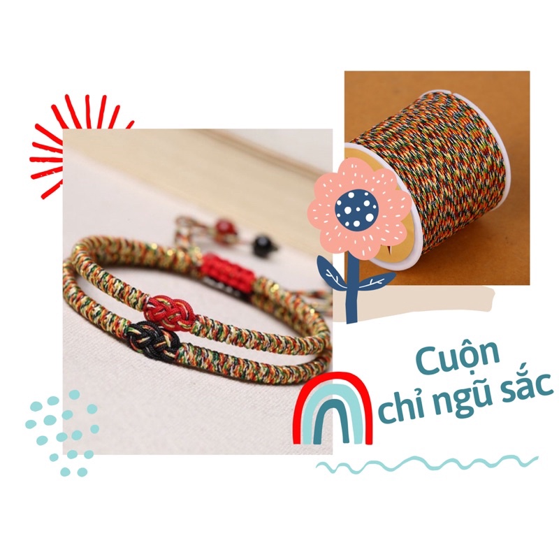 Cuộn chỉ ngũ sắc/ dây ngũ sắc làm vòng tay handmade 0.8mm