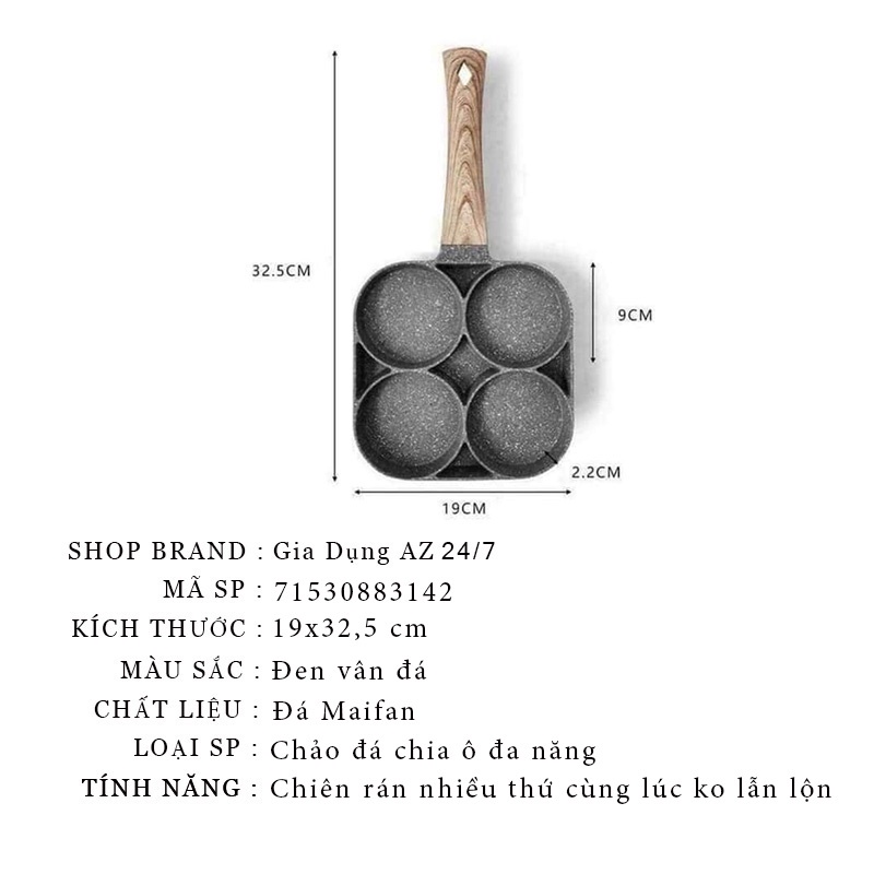 Chảo đá chống dính mini cho bếp từ chảo 4 ô dùng được cho tất cả các loại bếp tiện lợi AZ71530883142