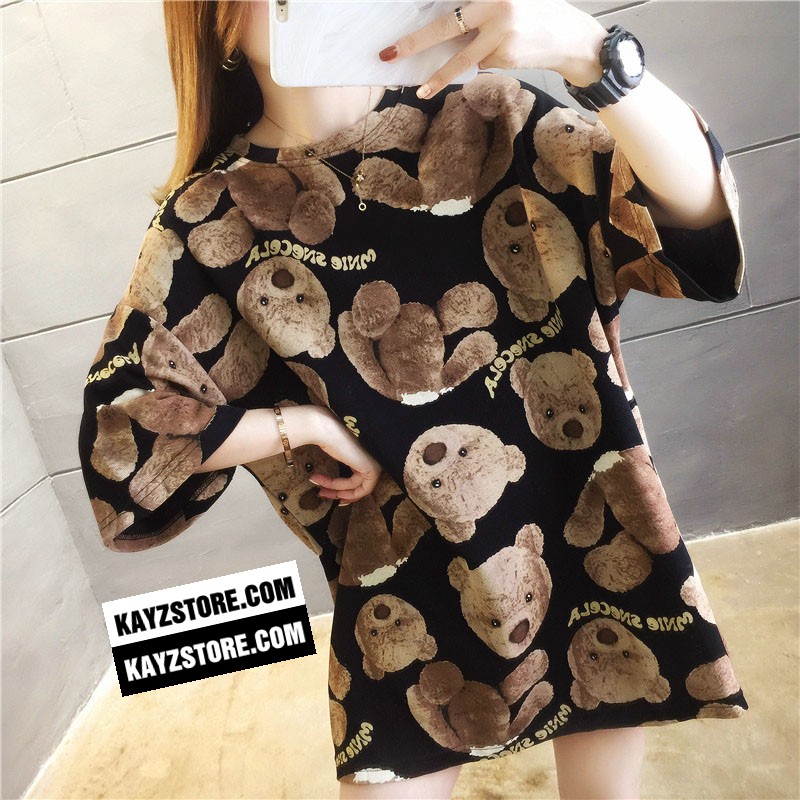 [FREESHIP] Áo Thun Form Rộng Tay Lỡ Unisex KAYZ Gấu Nâu Màu Đen | BigBuy360 - bigbuy360.vn