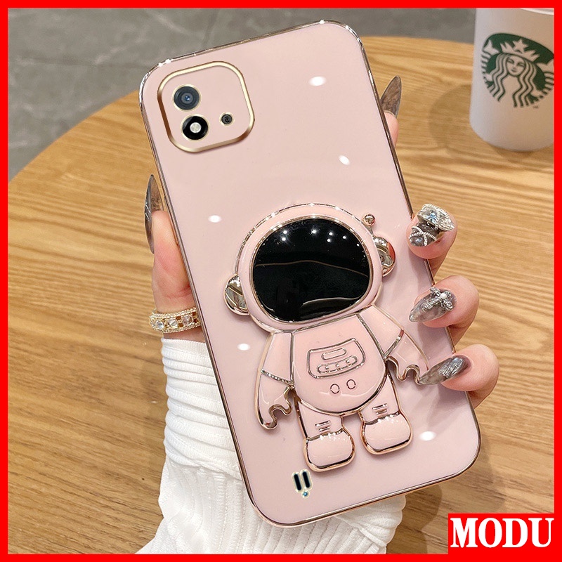 Ốp Điện Thoại Màu Macaron Có Giá Đỡ Mạ Điện Cao Cấp Cho OPPO Realme C20 C20A C11 2021