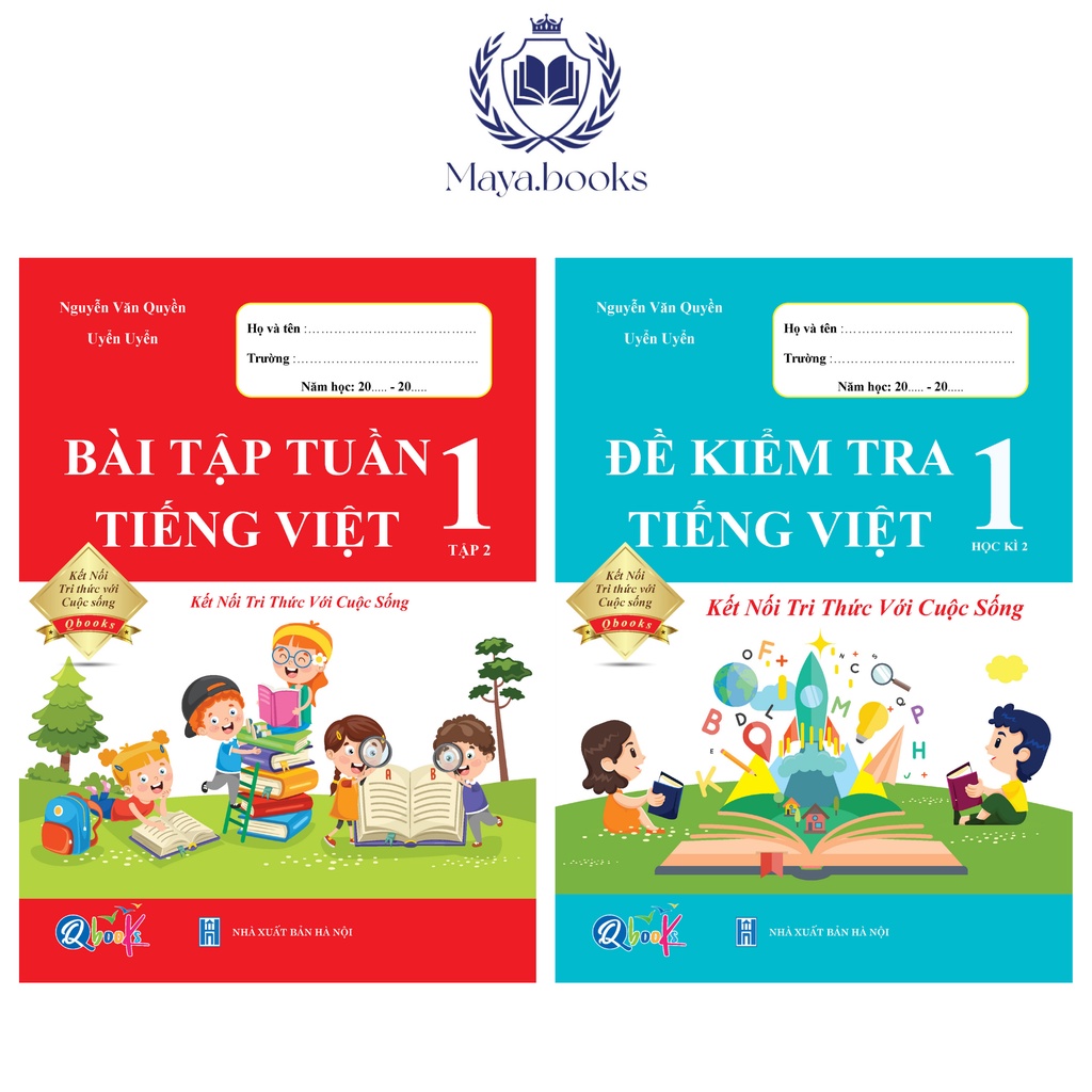 Sách - Bộ 2 quyển bài tập tuần và đề kiểm tra Tiếng Việt lớp 1 học kì 2 kết nối tri thức