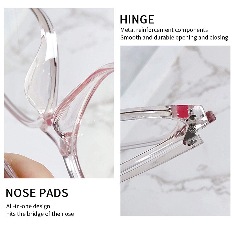 Mắt Kính Chống Bức Xạ Gọng Trong Suốt Màu Hồng Xanh Dương Phong Cách Hàn Quốc Cho Nữ