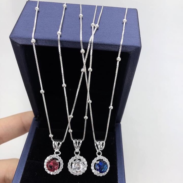 DÂY CHUYỀN MẶT HOA ĐÁ CAO CẤP - VÒNG CỔ NỮ BẠC Ý S925