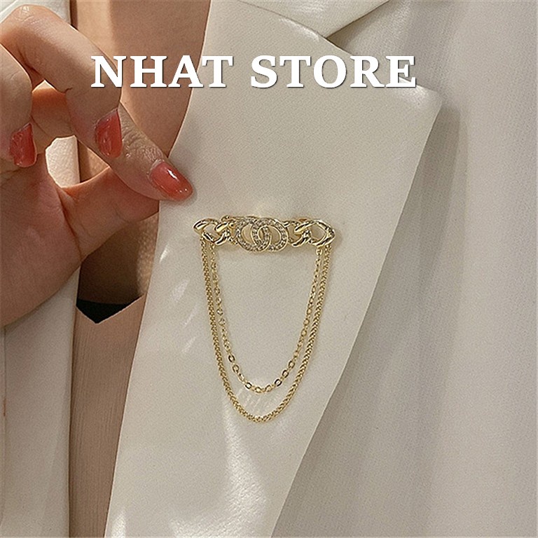 Cài áo đính đá Thời trang hình chữ hottrend