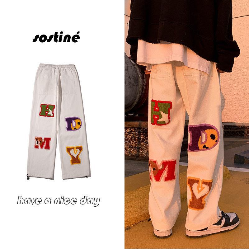 Quần Dài Ống Rộng Thêu Họa Tiết Phong Cách Năng Động Trẻ Trung Dành Cho Nam