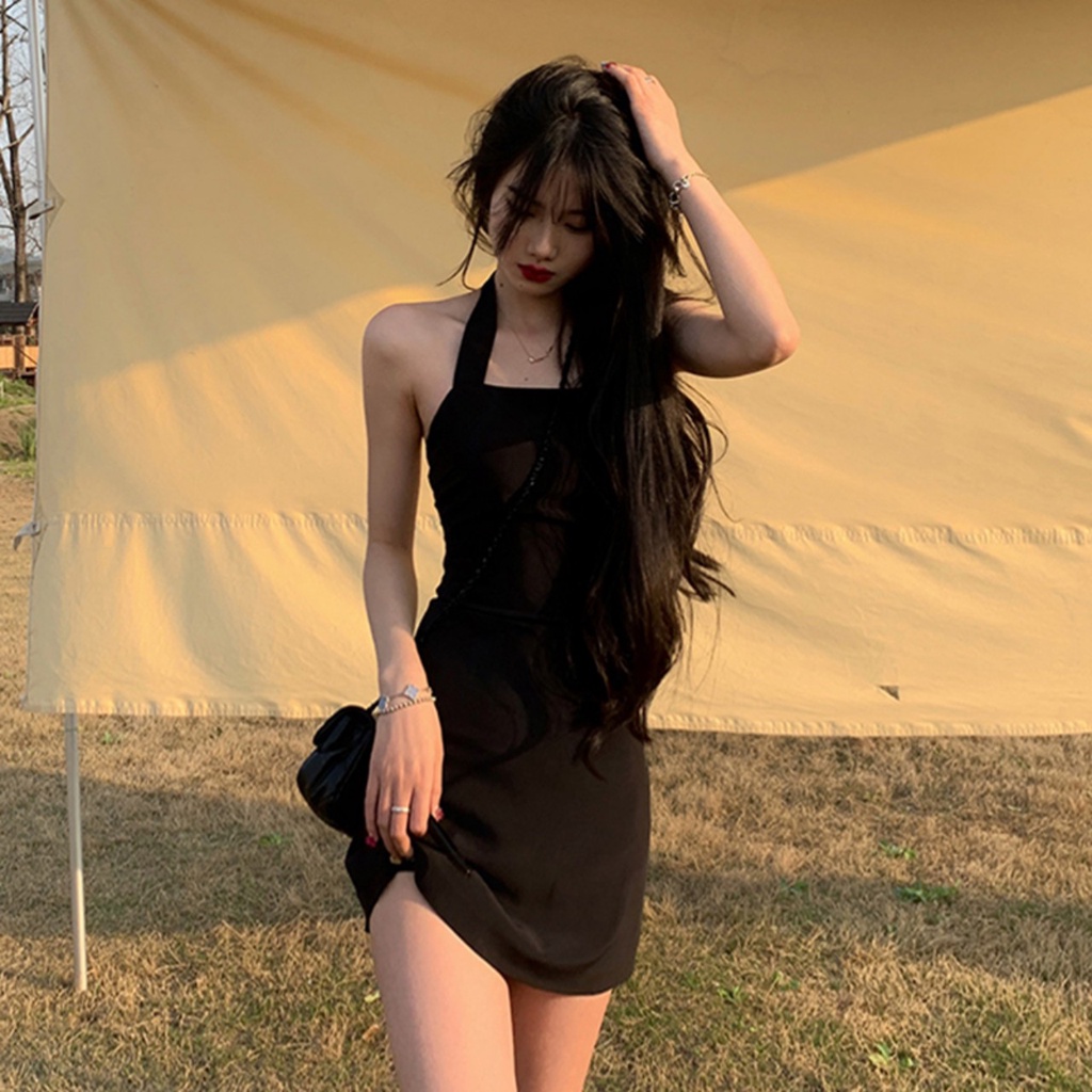 Đầm body 2 dây cổ yếm lạ mắt Tabishop Váy nữ dự tiệc đen dáng xòe sexy sang chảnh | BigBuy360 - bigbuy360.vn