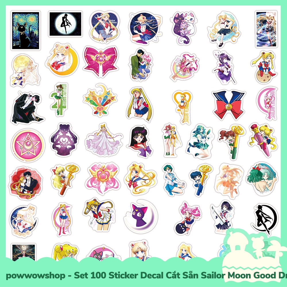 [Sẵn VN - Hỏa Tốc] Set 100 Sticker Mini Decal Dán Trang Trí Vật Dụng Mẫu Thủy Thủ Mặt Trăng Sailor Moon Good Dream